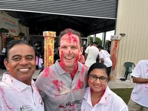 Mayor Jon Raven with Jitendra and Shanjeshni Deo