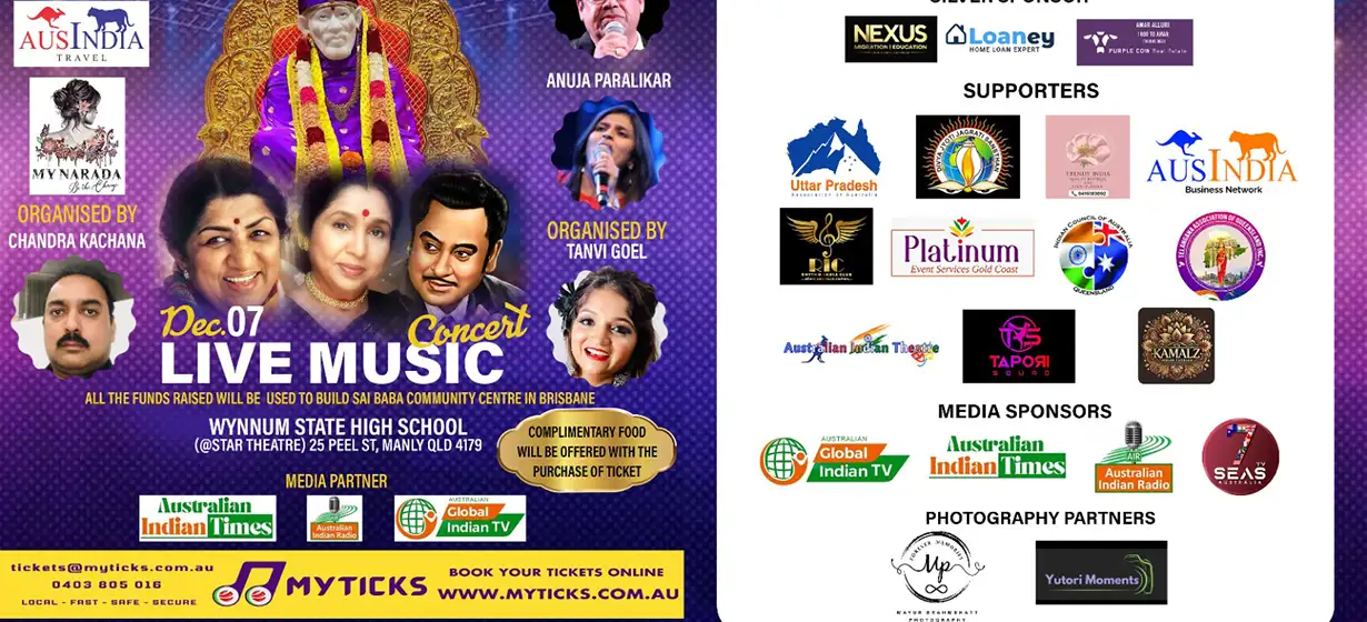 Fundraising Music Concert for Shirdi Sai Baba Community Center in Brisbane